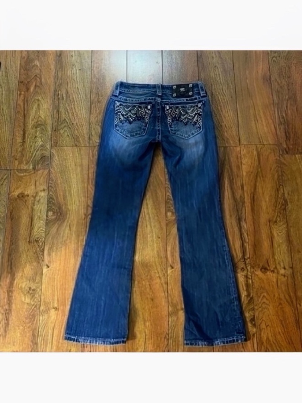Gorgeous Vintage Miss Me Midrise Boot Jeans With Embellished Pockets 30” Inseam